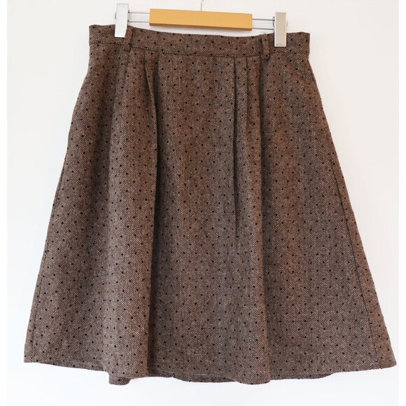 Modcloth Brown Wool Blend Full Knee Length Skirt L - Picture 1 of 3